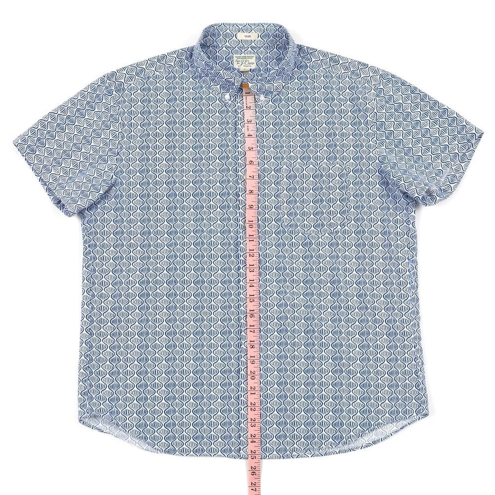 J Crew Shirt Mens Large Slim Stretch All Over Geometric Blue White Button Down - Picture 3 of 9